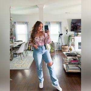 Pink Porcelain Print Crop top